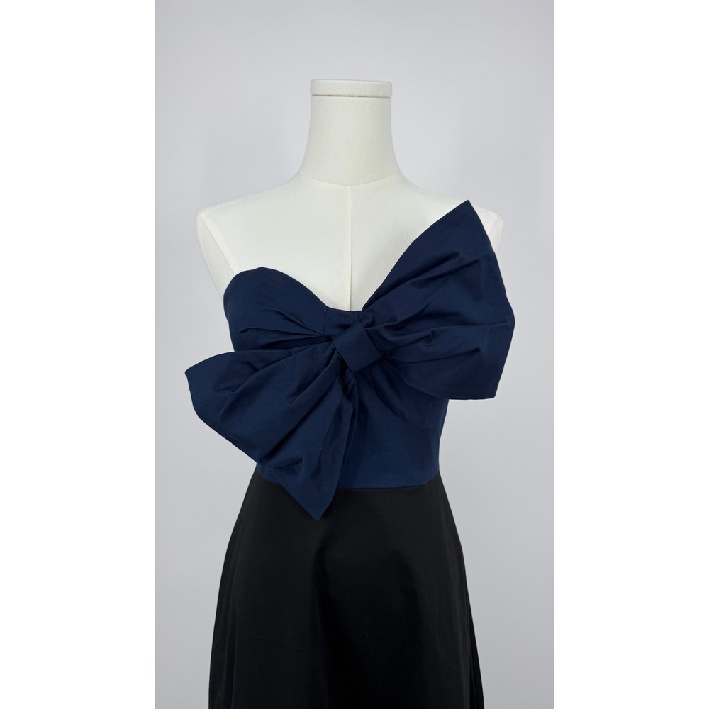 Anthropologie Hutch Bow Tie‎ Maxi Dress Womens 2 Navy Black Strapless Formal NWT - Picture 2 of 12